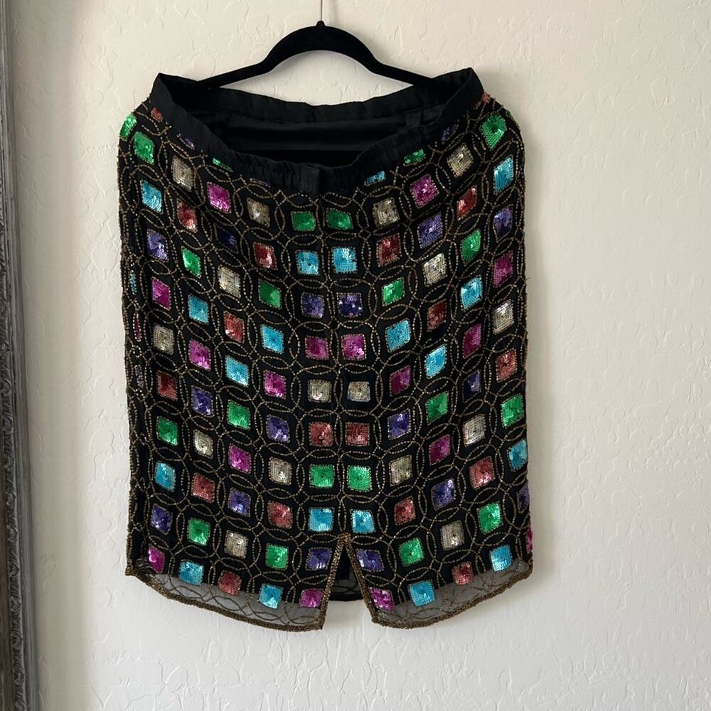 Vintage Jewel Queen Mini Skirt Size 10 100%Silk - Picture 7 of 11